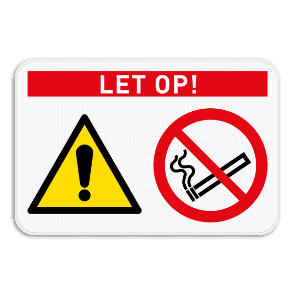 Veiligheidsbord met 2 symbolen en banner