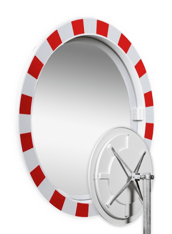 Verkeersspiegel acryl - rond 800mm - met opvallend rood/wit kader