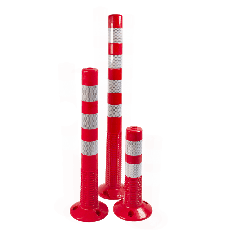 Poteau flexible ComeBack rouge/blanc Ø80 mm avec bandes réfléchissantes