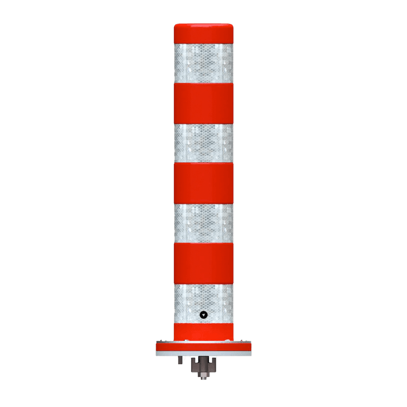 Fietspadpaal rood/wit reflecterend - 800xØ150mm - uitneembaar met adapter - 3-kant slot