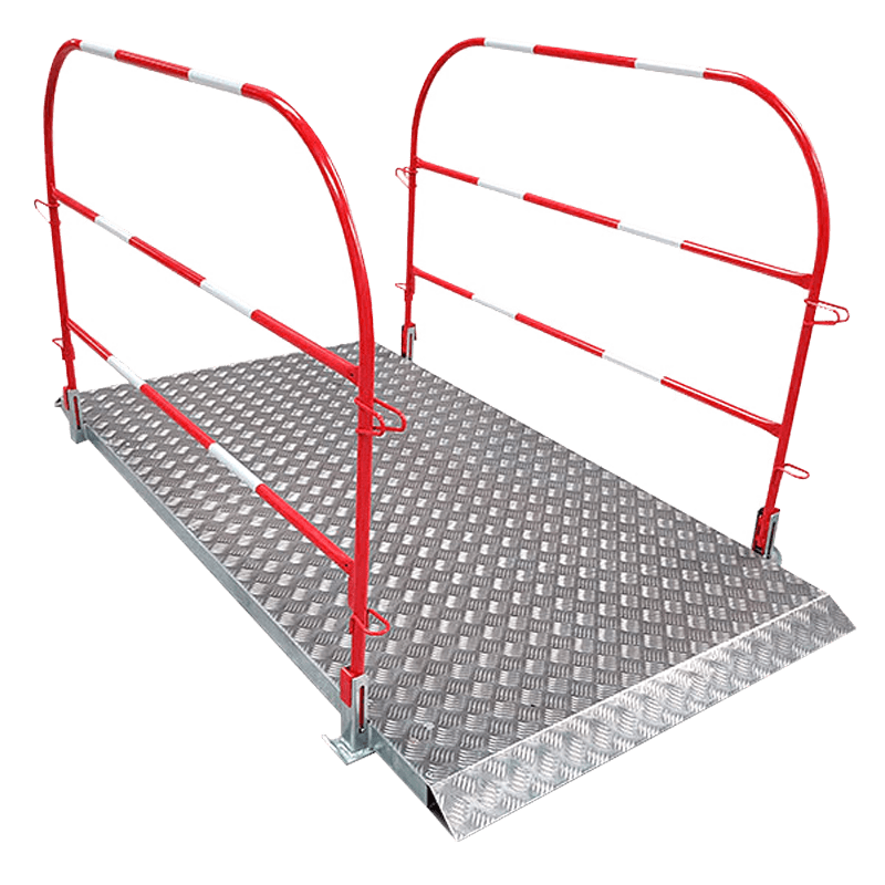 Aluminium loopbrug met inklapbare leuningen - 2000x1000mm