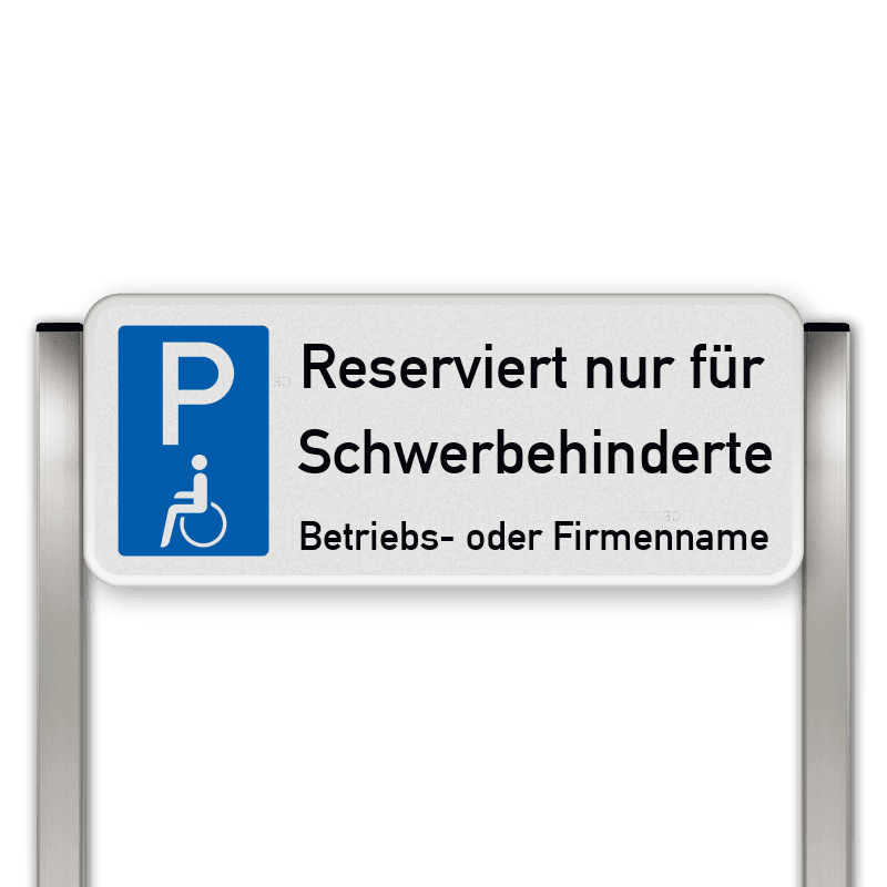 Parkplatzschild mit zwei Aluminium Pfosten Reserviert nur für Schwerbehinderte