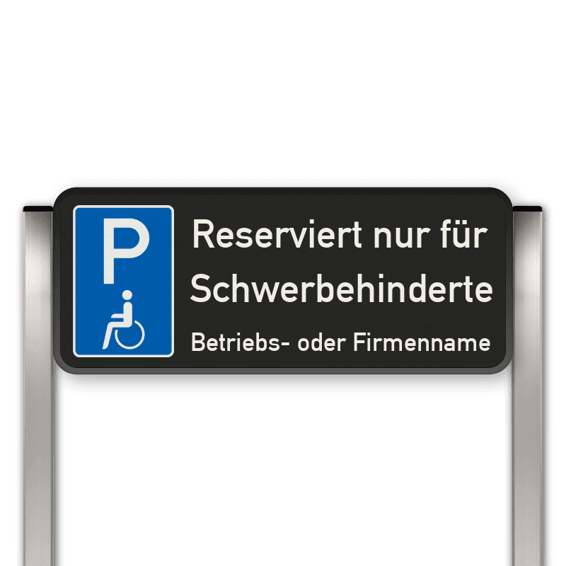 Parkplatzschild mit zwei Aluminium Pfosten Reserviert nur für Schwerbehinderte
