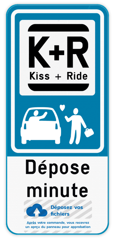 Panneau Kiss & Ride personnalisable – Chargement, déchargement et logo
