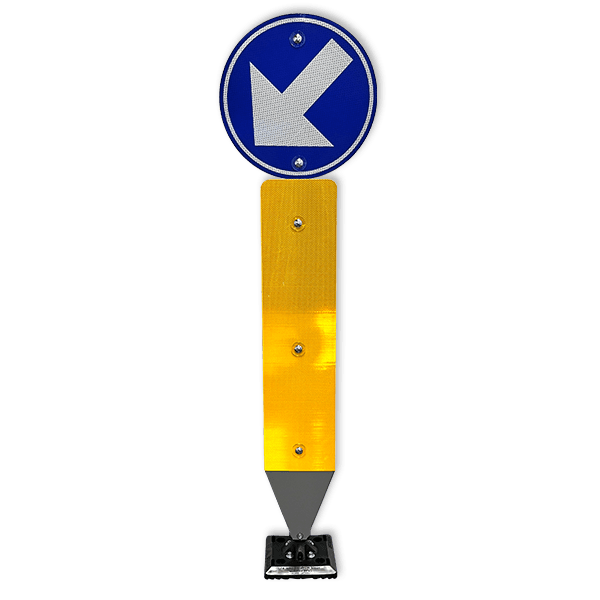 Kickback - Poteau musoir à ressort avec panneau de signalisation D1c