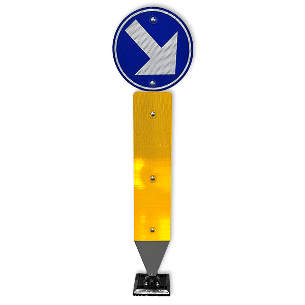 Kickback - Poteau musoir à ressort avec panneau de signalisation D1d