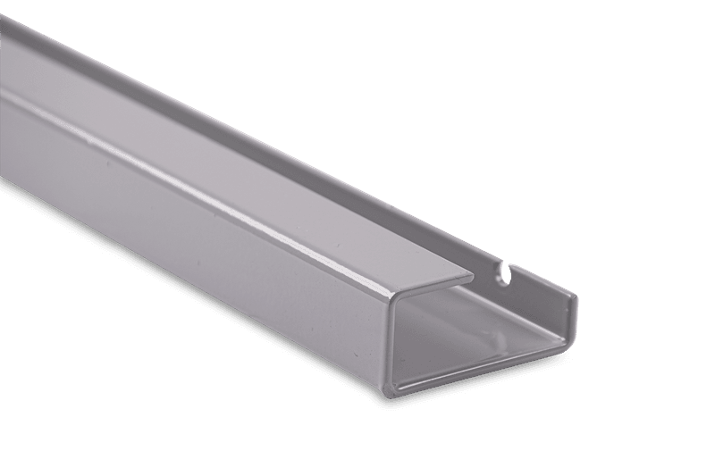 Bande de montage grise RAL7042 300mm - 22mm de profondeur - point de fixation supplémentaire pour le support.
