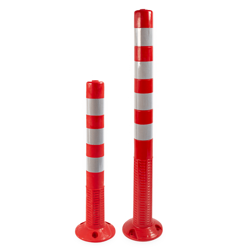 Kunststof flexibele afzetpaal rood wit Ø80mm - overrijdbaar
