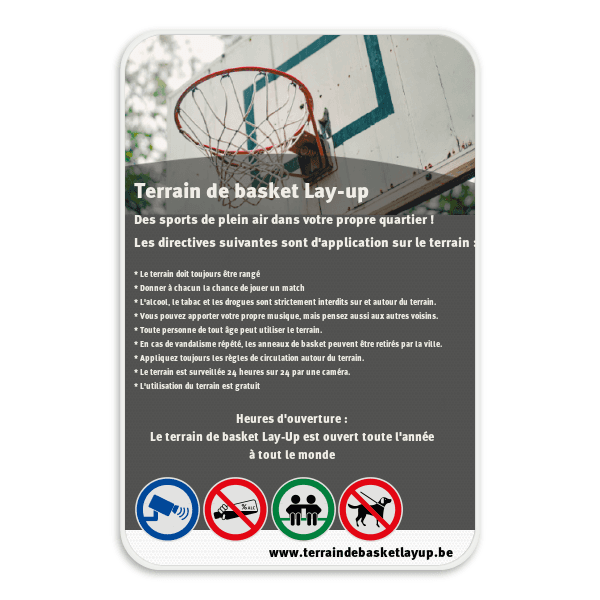 Terrain de basket lay-up avec votre texte + pictogramme