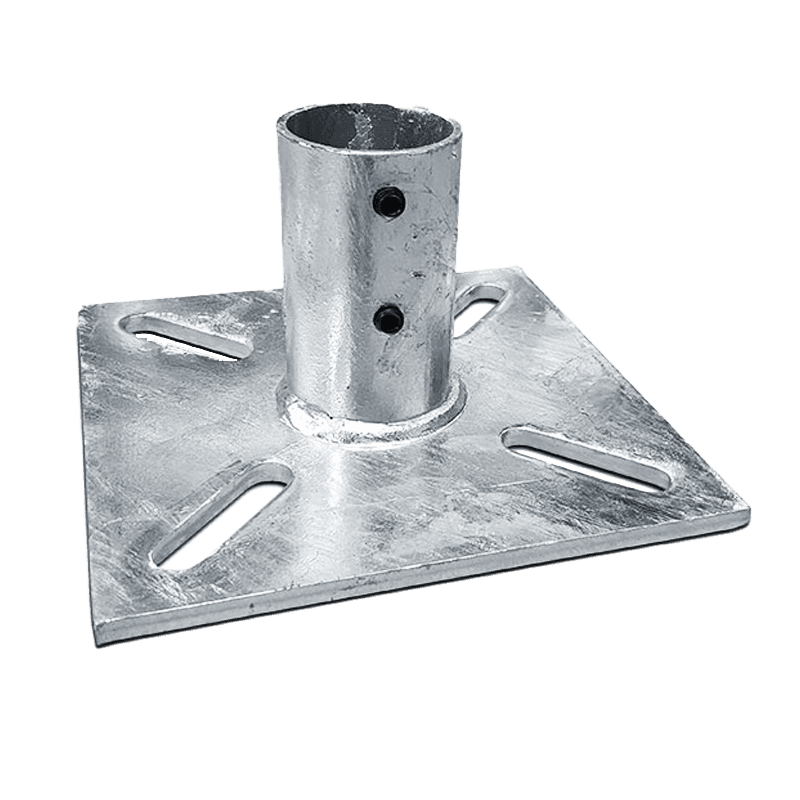 Voetplaat met gelaste buis Ø48-51mm - 200x200mm - 4 gaten