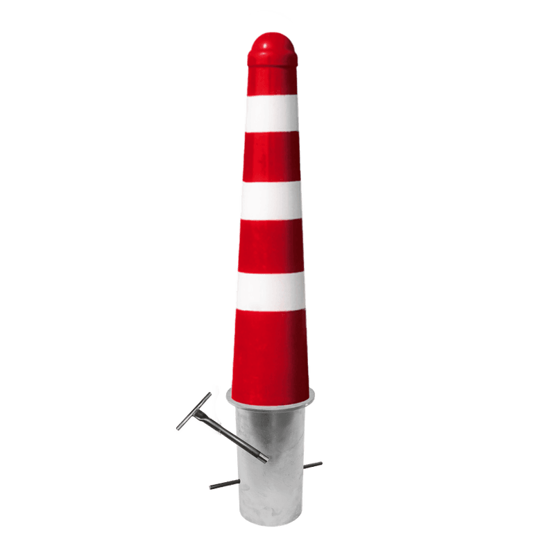 Potelet de rue conique amovible Ø164x750mm – Blanc/rouge