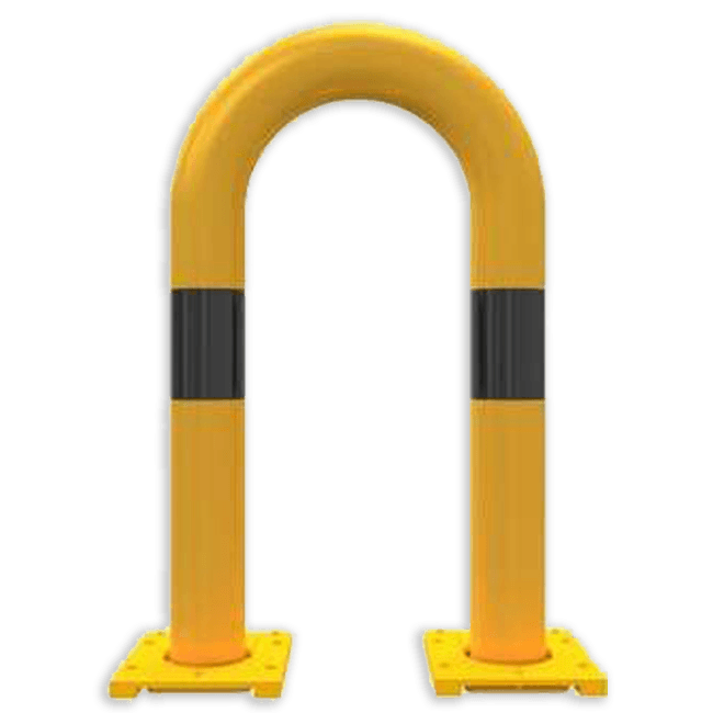 Arceau droit amovible en acier Ø 76 mm jaune/noir – modèle droit