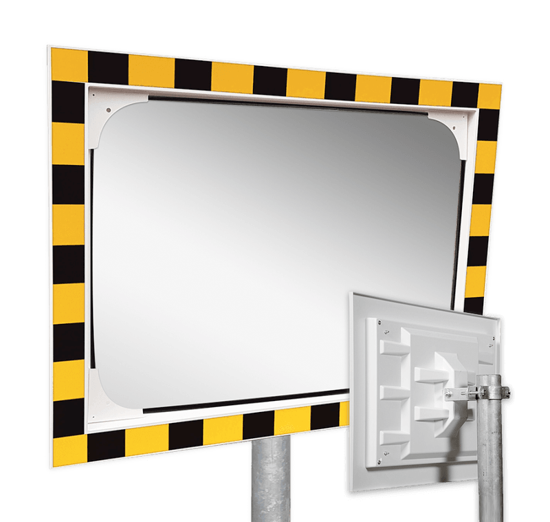 Veiligheidsspiegel acryl - 600x400mm - met opvallend geel/zwart kader