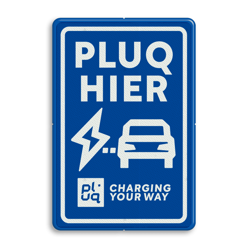 Verkeersbord oplaadpunt - huisstijl Pluq - Per stuk te bestellen