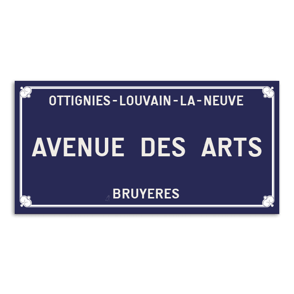 Personaliseerbaar straatnaambord - Ottignies-Louvain-La-Neuve-stijl