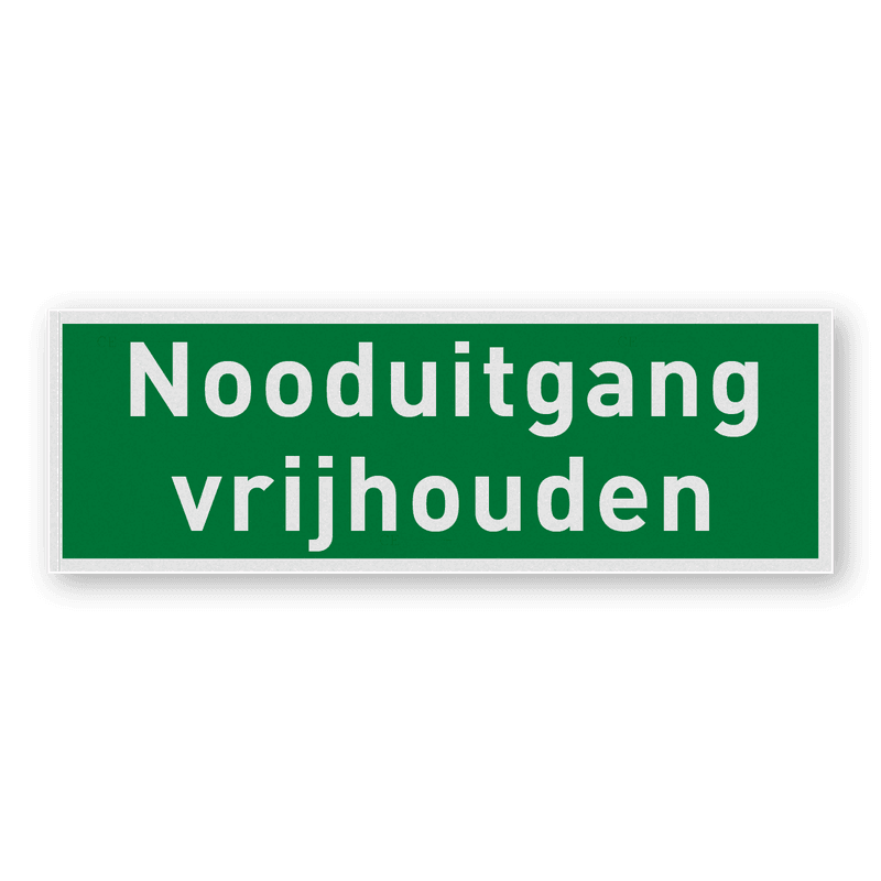 Bord of sticker nooduitgang vrijhouden - reflecterend