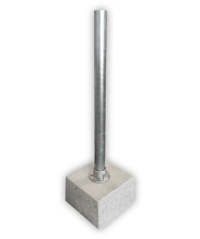 Montagepaal Ø60x1100mm staal THVZ - met voetstuk en betonvoet 300x300x200mm