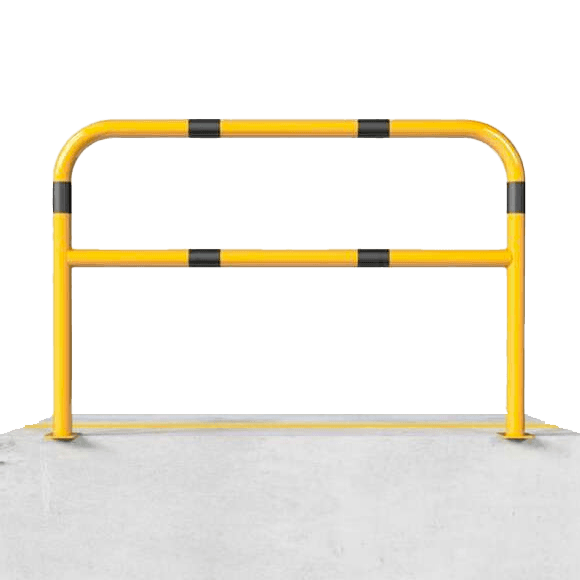 Barrière de protection en acier Ø 60 mm avec traverse – Jaune/noir