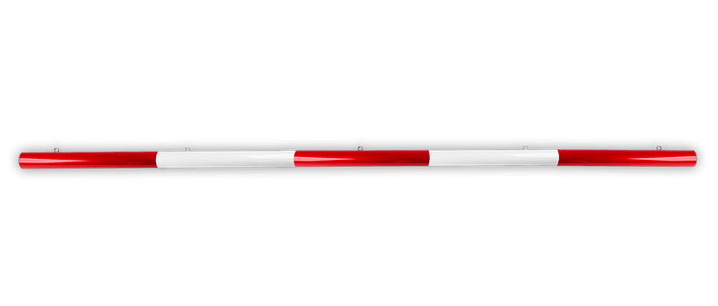 Limiteur de hauteur rouge/blanc avec œillets de suspension – Tube acier Ø60 mm