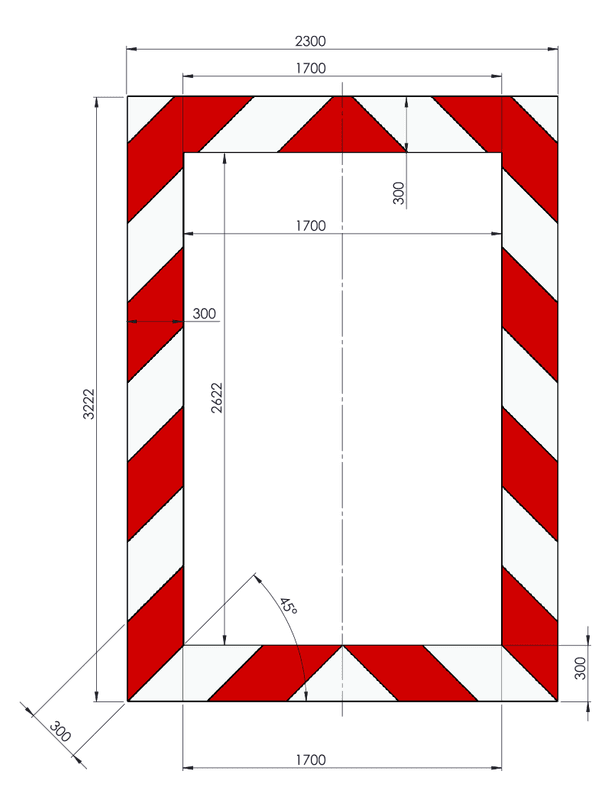 Kaderrand NL 2300x3222x300mm rood/wit Silca/VPD | Klasse 3