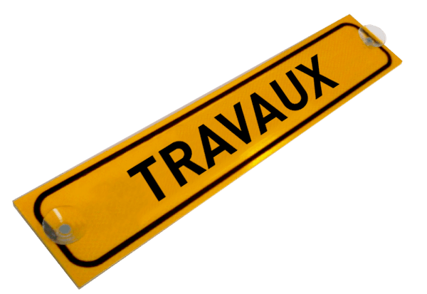 Plaque voiture ventouse FLUOR 500x100mm - Travaux