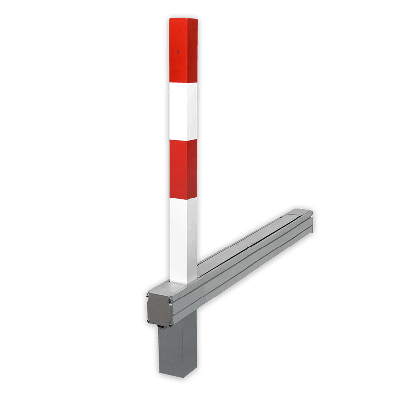 Absperrpfosten rot/weiß Umlegbar und Versenkbar - 70x70mm mit Schloss