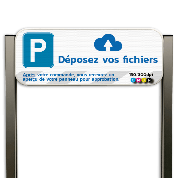 Panneau parking d’information personnalisé avec poteaux en aluminium brossé
