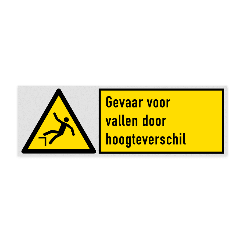 Veiligheidsbord waarschuwing Gevaar voor vallen door hoogteverschil
