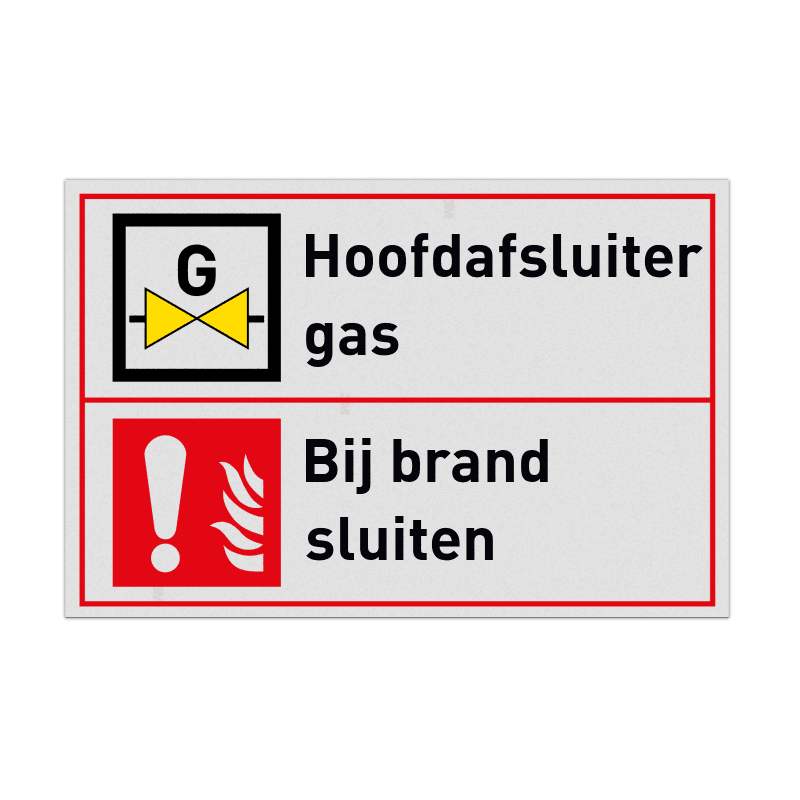 Combinatiebord Hoofdafsluiter gas, bij brand sluiten