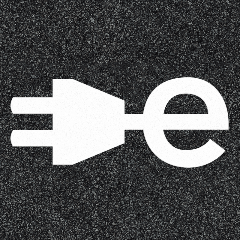Thermoplast wegmarkering - symbool E-laad stekker - oplaadpunt elektrische auto's