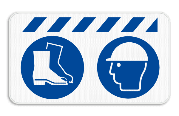 Panneau de sécurité avec 2 pictogrammes + bannière
