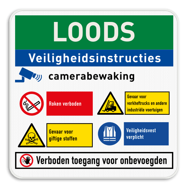 Veiligheidsbord voor magazijn | 4 pictogrammen + banners