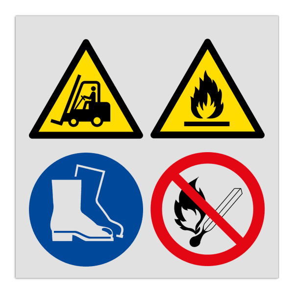 Veiligheidsbord voor magazijn - 4 pictogrammen