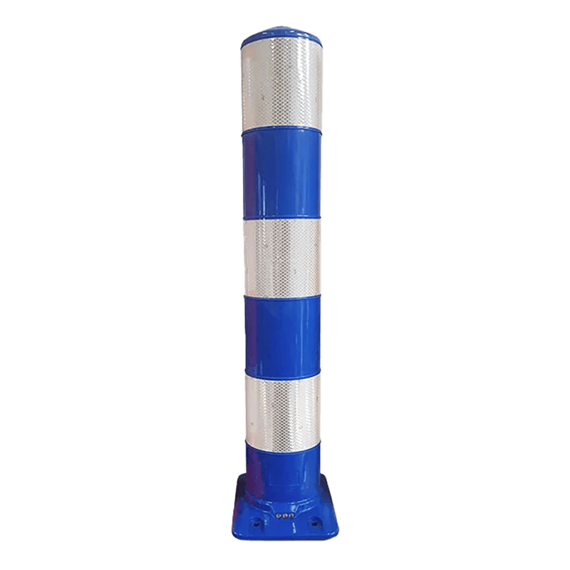 Poteau flexible Flexpost bleu et blanc pour piste cyclable Ø160 mm