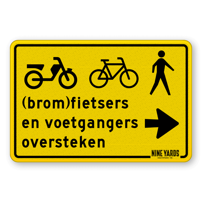 Omleidingsbord - (brom-)fietsers en voetgangers oversteken + logo