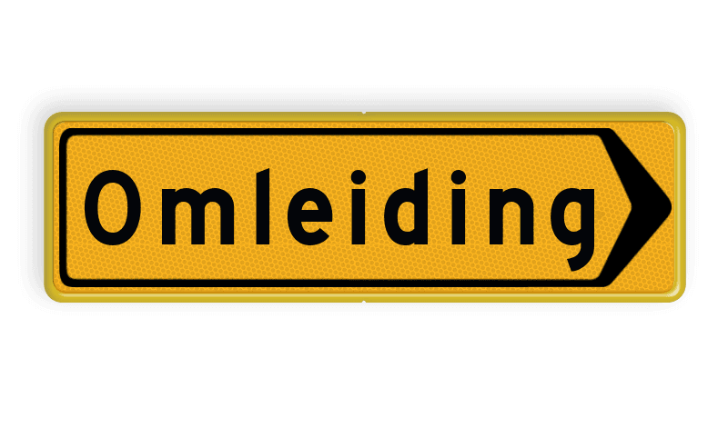 Verkeersbord omleiding rechts reflecterend
