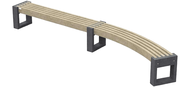 Banc public sans dossier - Bicolore - Modèle Canvas Curve