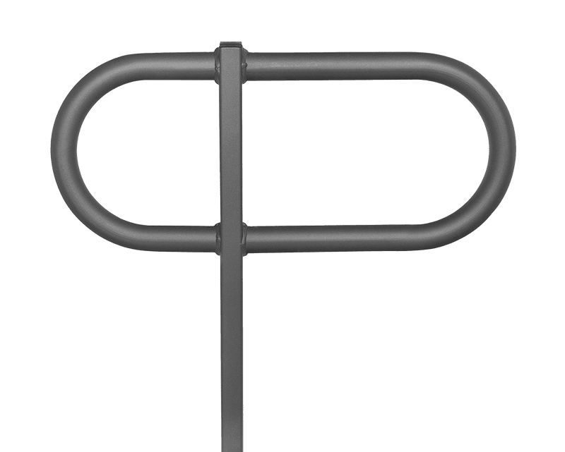 Appui vélo rond en inox avec barre centrale à sceller – 650 x 1200 mm