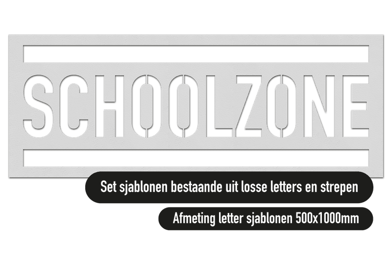 Wegmarkering sjabloon PVC (5mm) - hoogte 100cm - Mallen set SCHOOLZONE + strepen