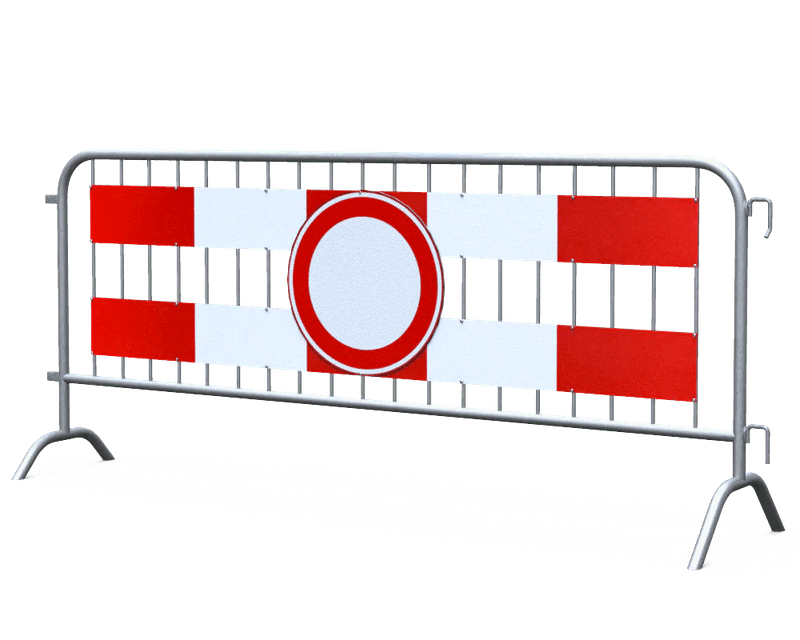 Dranghek staal 19 spijlen - met C01 en aluminium stroken rood wit - reflecterend
