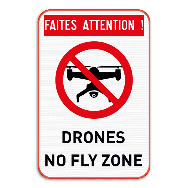 Panneau d'interdiction - Drones no fly zone