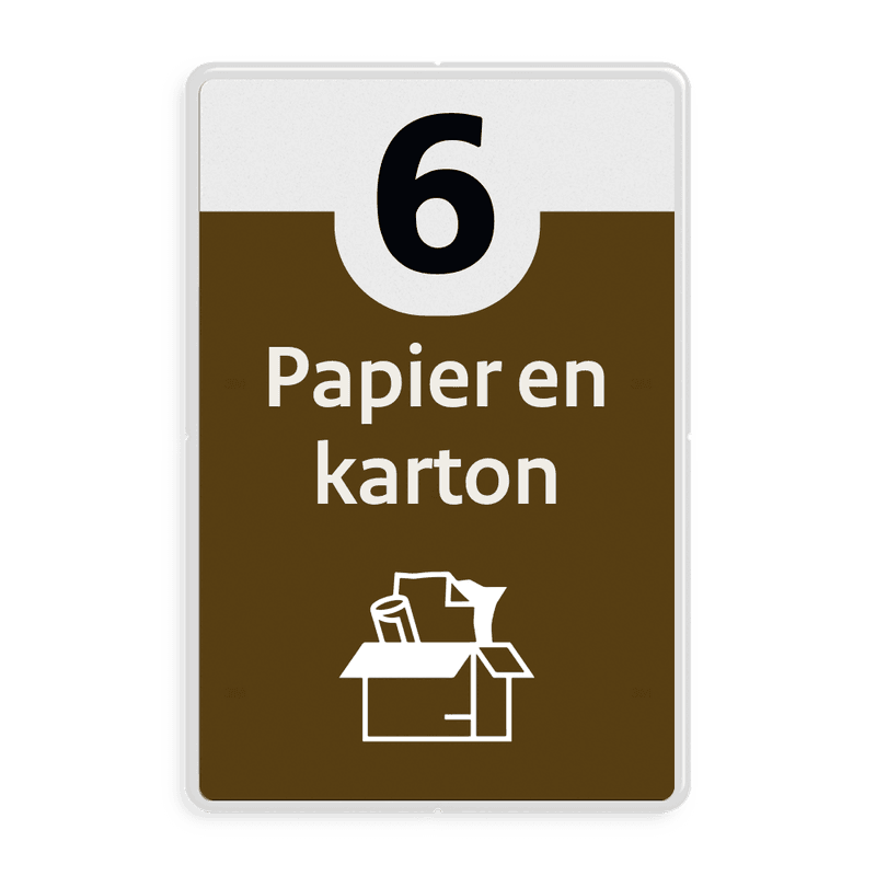 Informatiebord afval recycling - papier en karton - reflecterend