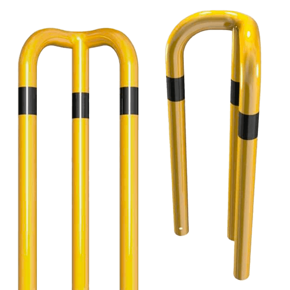 Arceau de protection d’angle 90° en acier Ø 76 mm – Jaune/noir