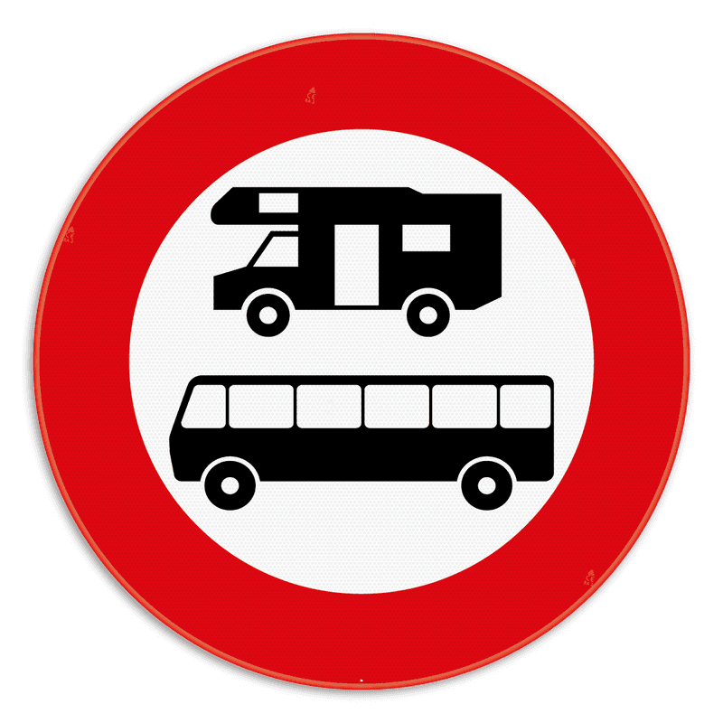 Verbodsbord - Kampeerwagens en bussen verboden