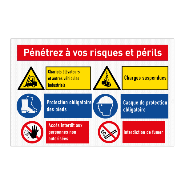 Panneau d'accès pour propriété privée avec 6 pictogrammes