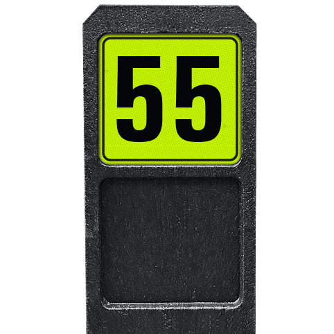 Poteau de numéro de maison avec panneau vert-jaune réfléchissant fluorescent