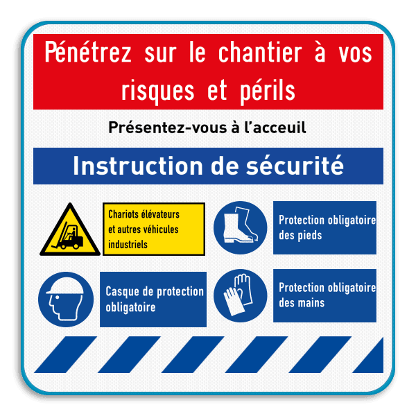 Panneau de sécurité avec instructions de sécurité