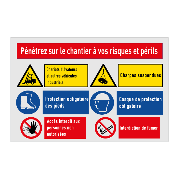 Panneau de sécurité avec 6 pictogrammes
