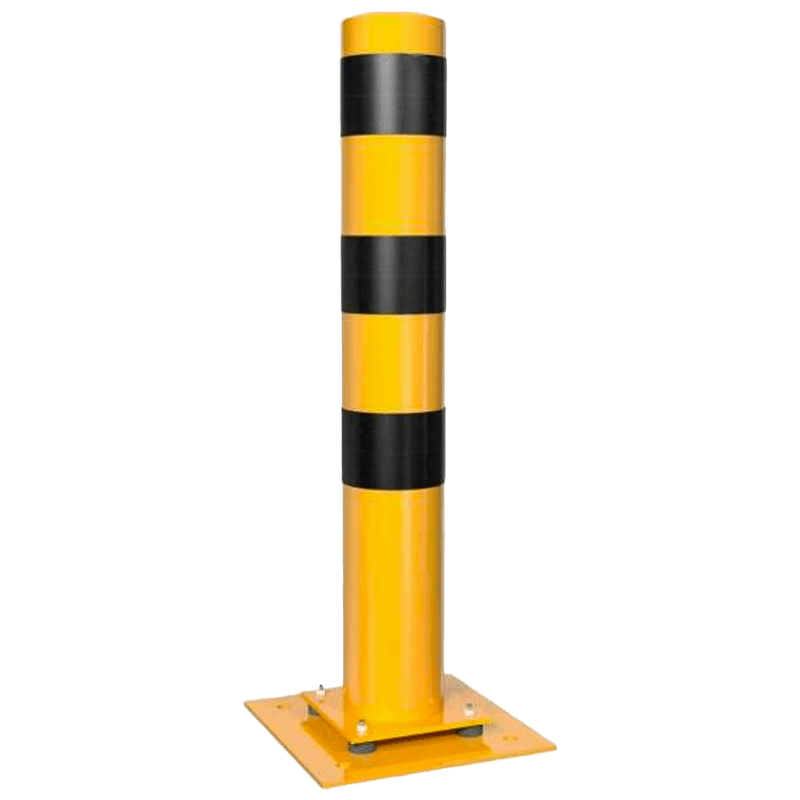 Flexibler Rammschutzpfosten Ø152x1000 mm – gelb/schwarz – mit Bodenplatte