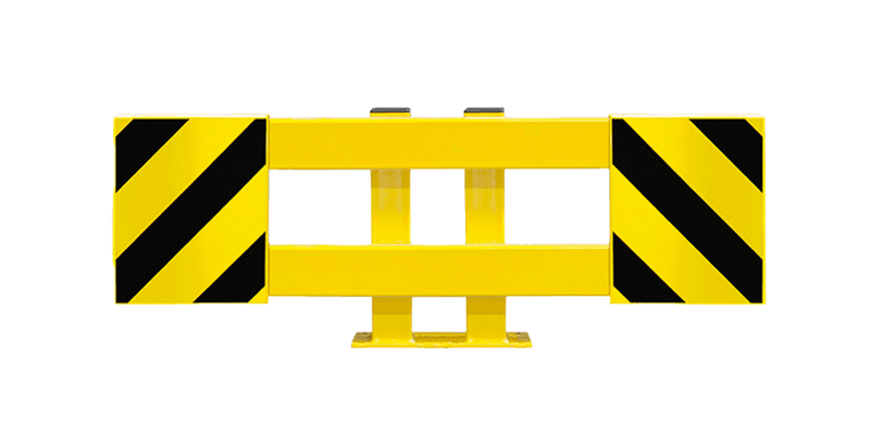 Stellingbeschermer staal geel/zwart - breedte 900-1300mm - vloermontage